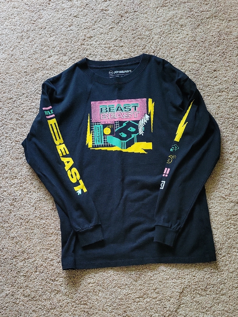 Mr Beast Boys' Black Long Sleeve Graphic Tee